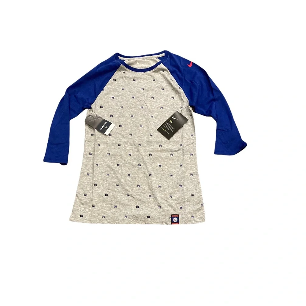 Philadelphia 76ers Nike Women’s Logo All Over 3/4‎ Sleeve Raglan Shirt XS